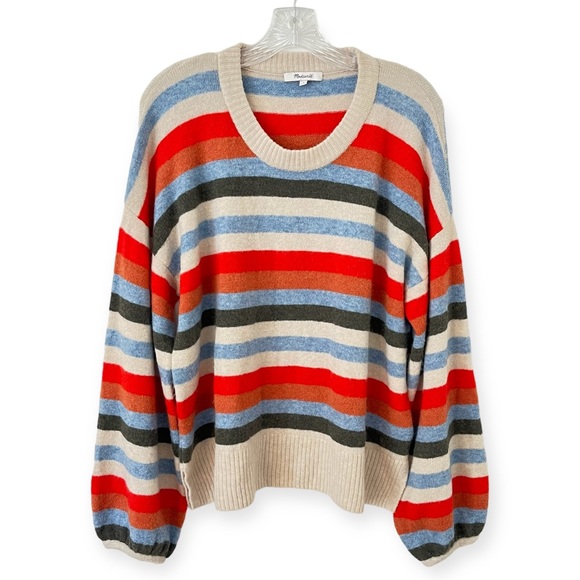 Madewell Sweaters - Madewell Payton Coziest Yarn Striped Sweater In Heather Raindrop Wool Blend (V1)